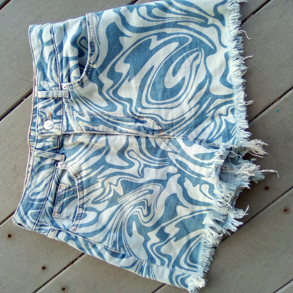 DIVIDED SHORT SIZE 6 Blue Patterned Women's Shorts - Picture 5 of 5